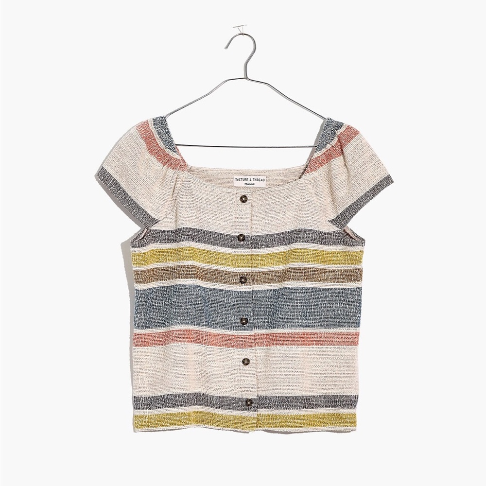 Nwt Texture & Thread Button-Front Top In Stripe - image 3